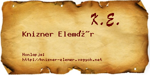Knizner Elemér névjegykártya